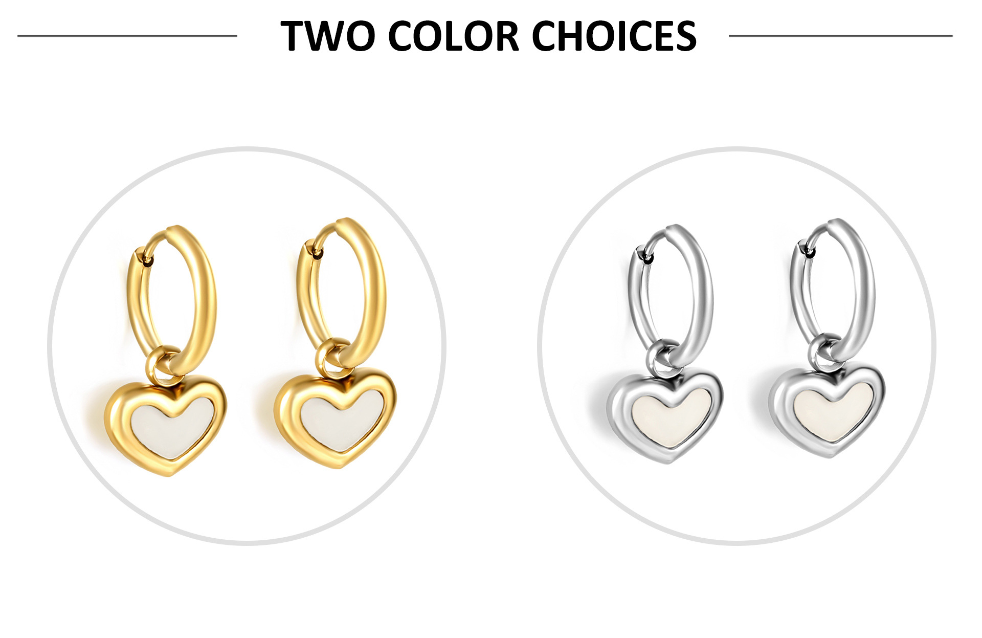 Drop Earrings Classification 1 Pair Quantity 1 Pair Simple Style Heart Shape Shell Plating Inlay Stainless Steel Shell Drop Earrings