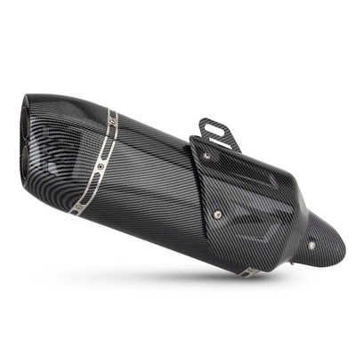 S7 Full Carbon Fiber – Motorcycle exhaust pipe - s7-large-shield-with-full-car-pattern-with-cover
