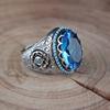 Stone inlay, blue zirconium, fashionable retro ring with stone, European style, Aliexpress, ebay