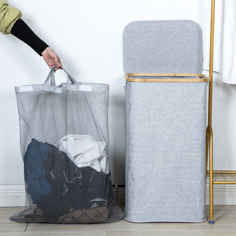 Cesta de lavandería cesta de almacenamiento de lavandería simple Hogar Japonés cesta de lavandería plegable cesta de almacenamiento de ropa impermeable