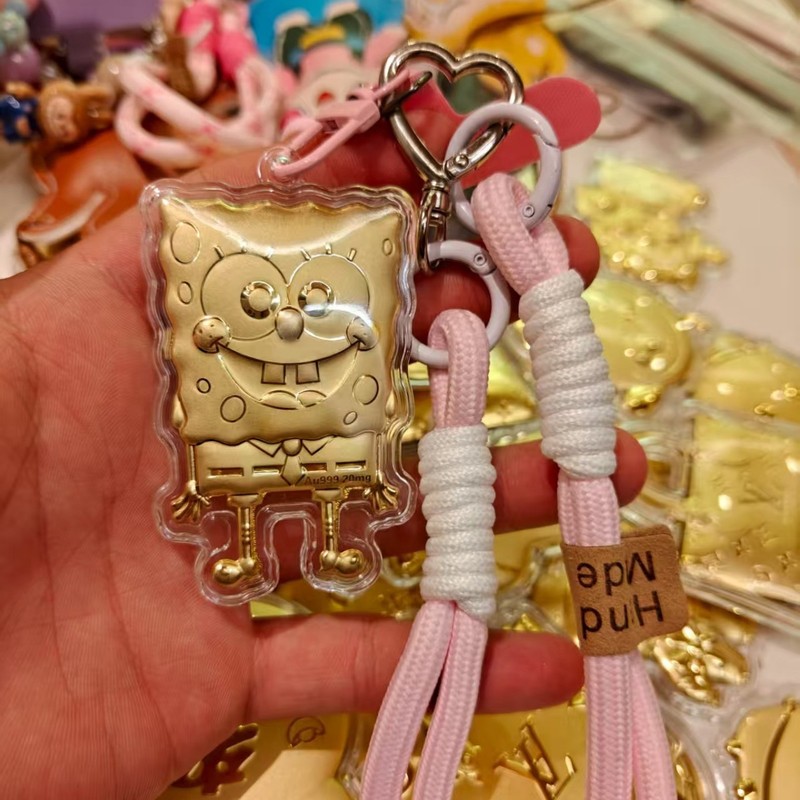 純金 20mg スポンジボブキーホルダークリエイティブペンダント人気漫画卸売車携帯電話ペンダント lb|undefined