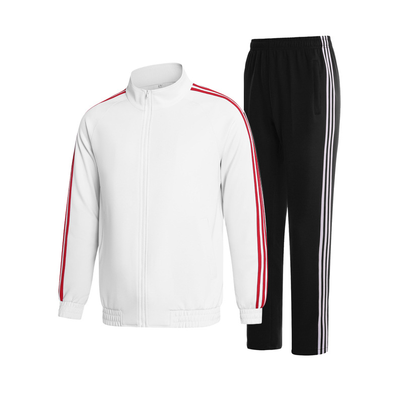 Primavera y otoño chaqueta de trabajo grupo trajes deportivos deportivos para estudiantes trajes deportivos de tres barras para hombres y mujeres