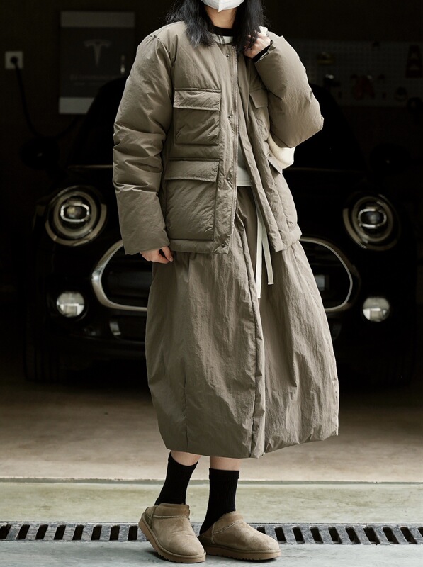 Winter New Japanese Vintage Casual Thickened Down Skirt Warm 90 White Duck Down Mid-length Skirt for Women