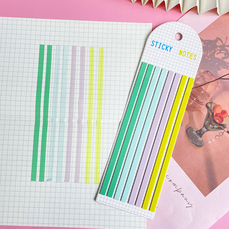 Colorido y estrecho índice de etiqueta de punta de estudiante etiqueta transparente etiqueta multicolor fluorescente