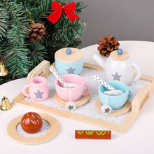 女孩生日礼物仿真茶具茶壶儿童过家家厨房套装下午茶蛋糕木制玩具