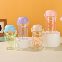 跨境珠链迷你玻璃杯带提手便携口袋杯可爱简约高颜值小清新随行杯