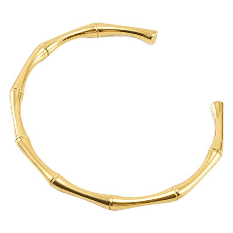 Europa y América titanio acero frío estilo simple Internet celebridad moda pulsera femenina 18K acero inoxidable metal bambú pulsera femenina