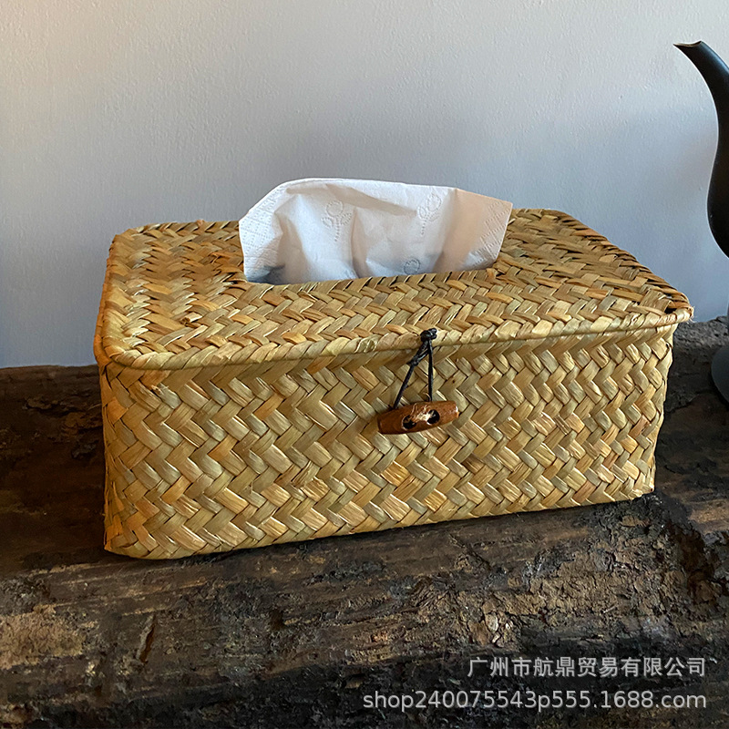 Pu Haicao tejido a mano caja de toallas de baño de alta calidad encantadora casera de viento tranquilo de alto valor facial