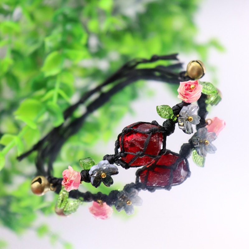 新中式莫奈花园蝴蝶碎石手链编织手绳森系治愈小红书同款编织手饰|undefined