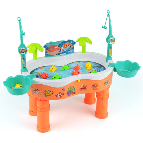 Children's magnetic fishing toys, refillable electric rotating fishing platform, fish fishing and water play toy set