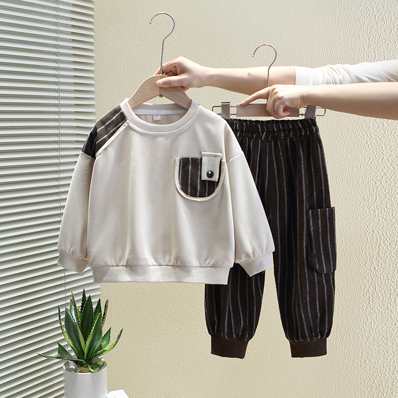 6130 traje de suéter de primavera para niños 2025 nueva marca de moda para niños de dos piezas de moda ropa de primavera y otoño para niños