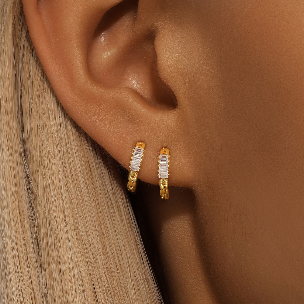 4g Weight 925 Sterling Silver Ear Needle Material Zircon Inlay Material Earrings Classification 1 Pair Quantity Holiday, Daily Occasion 925 Sterling Silver Material Geometric Pattern Women's Gender Inlay Design Simple Style, Shiny Style 1 Pair 925 Sterling Silver Zircon Geometric Earrings 11