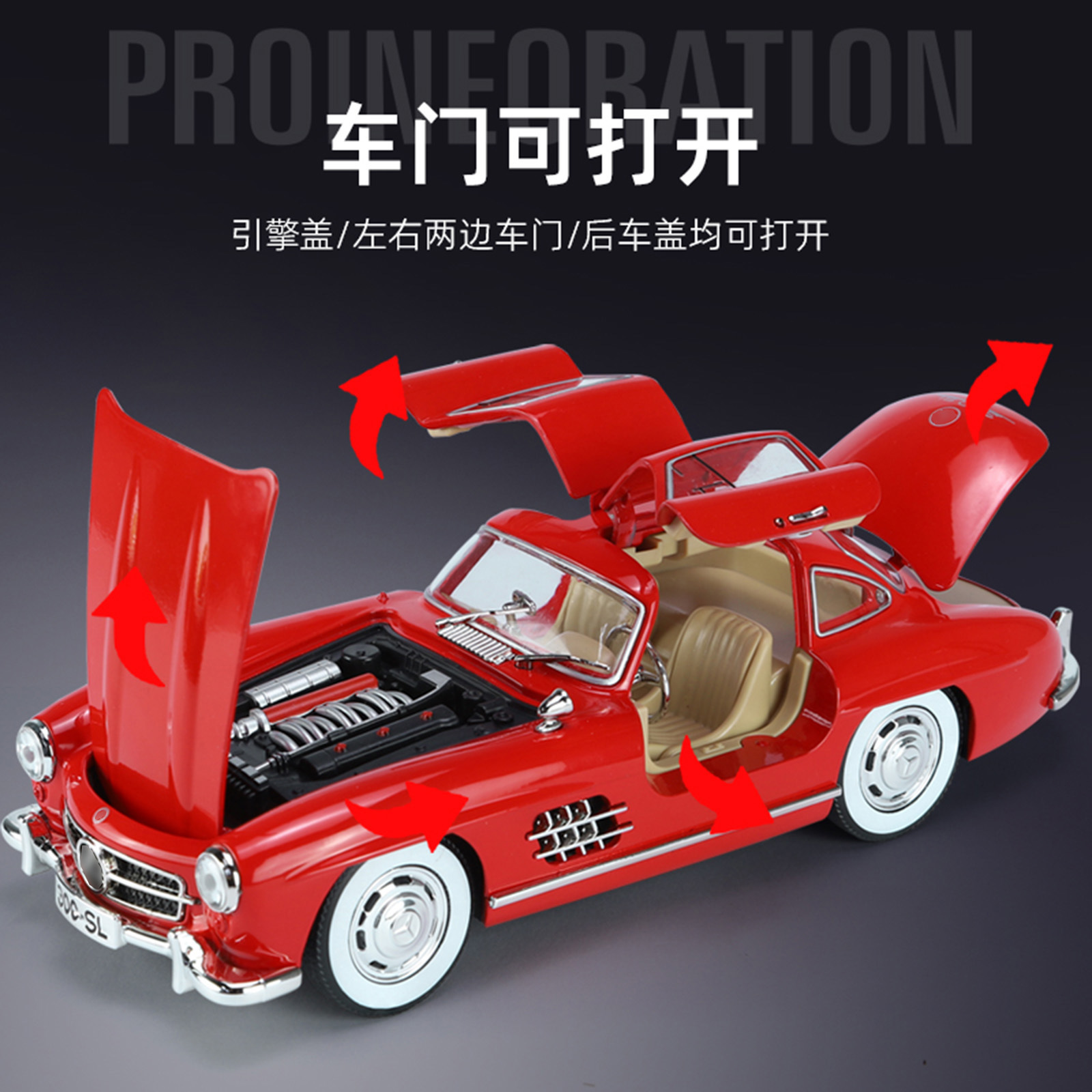 1 / 24 modelo de aleación Ben 300SL retro coche clásico moda juegos de decoración para el hogar recomienda regalos transfronterizos