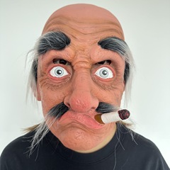 Independent station elderly latex mouthpiece deflated old man bald head scary mask Halloween character props