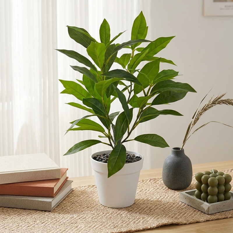 Cross-Border Artificial Flowers, Fortune Leaves, Realistic Touch Fake Branches, Green Leaves for Garden Landscaping, Flower Arrangement Decoration, Leaf Accessories