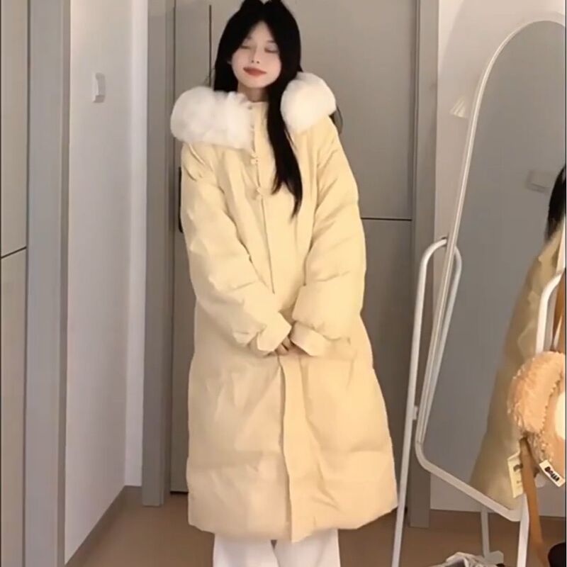 白灵儿同款羽绒棉服女中长款宽松2025冬季新款韩版加厚时尚连帽|undefined