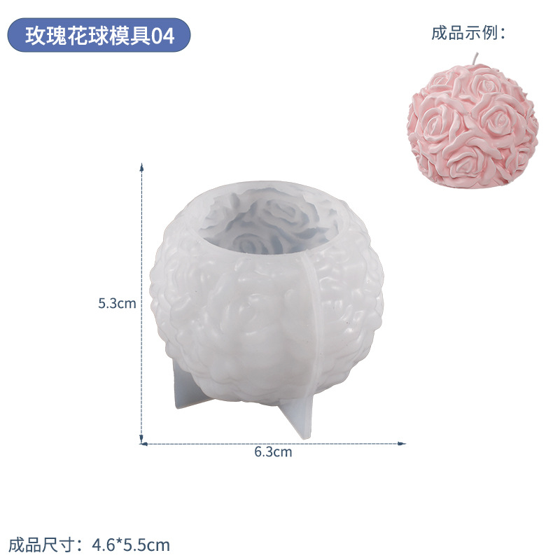 Multi-especificación DIY ronda de cristal resina epoxi Rose Ball vela Mesa Redonda de bolas de silicona molde de aromaterapia molde