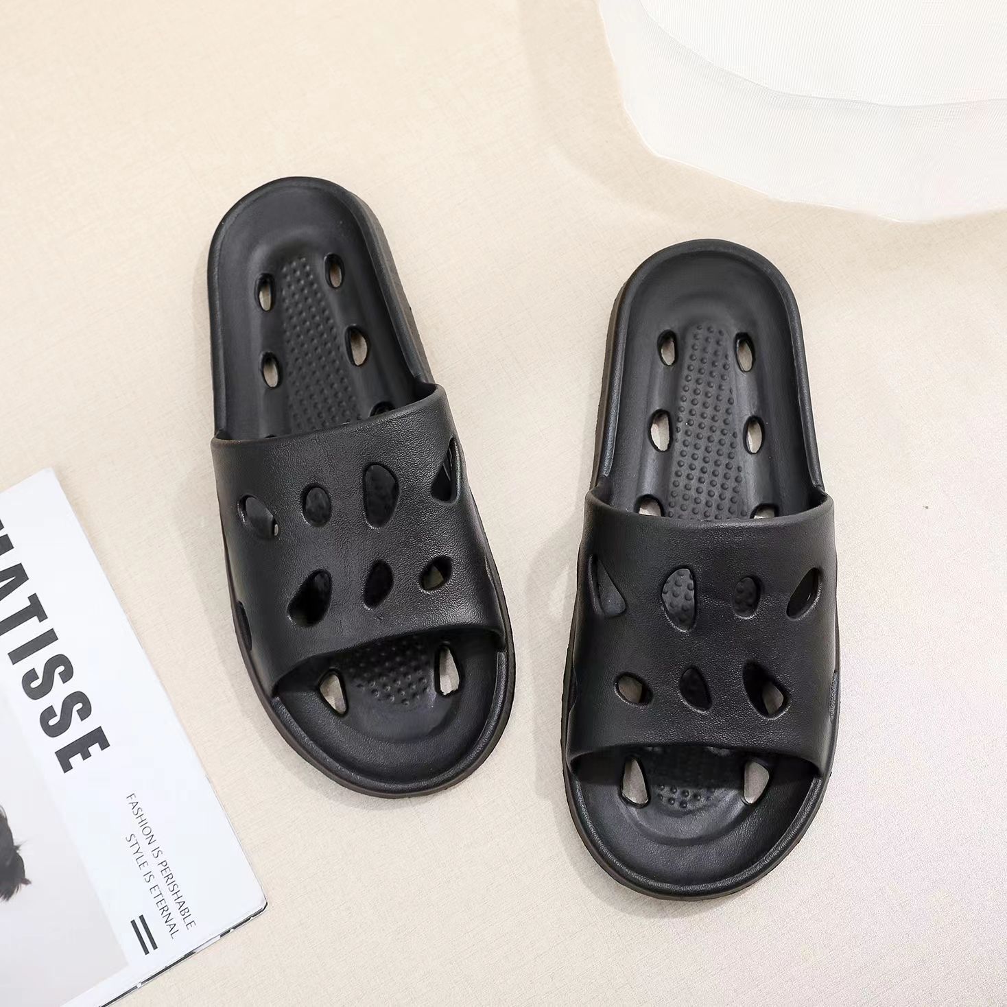 Material EVA casero zapatillas frías con fugas de agua pareja de verano mujer hombre baño de verano suela suave
