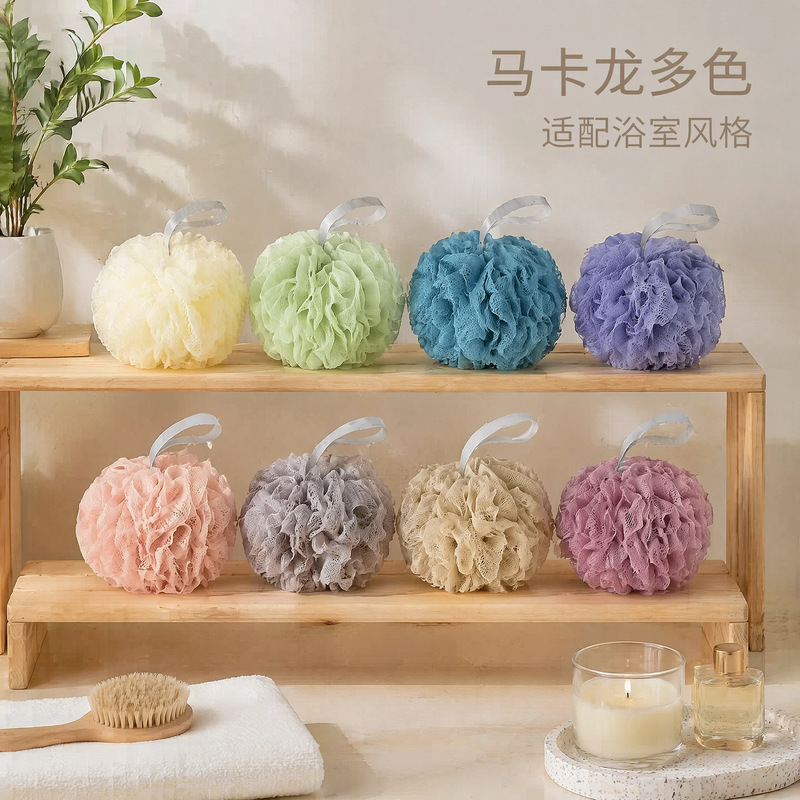 Extra Large 60g Popcorn Bath Ball, Macaron Color Series, High Aesthetic Value, Foaming Bath Flower, Soft Bath Ball
