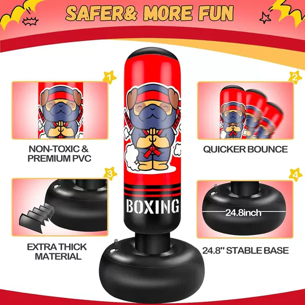 Cross-Border Hot-Selling Indoor and Outdoor Portable Pvc Inflatable Boxing Column Fitness Stress-Relief Punching Bag Children's Exercise Toy