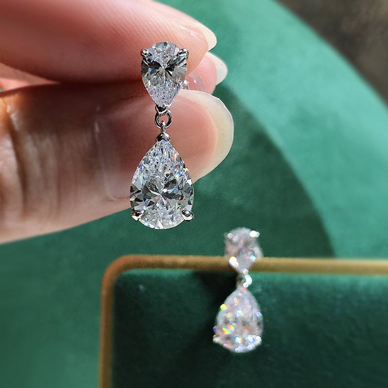 1 Pair Quantity 1 Pair Simple Style Commute Water Droplets Inlay 925 Sterling Silver High Carbon Diamond Drop Earrings