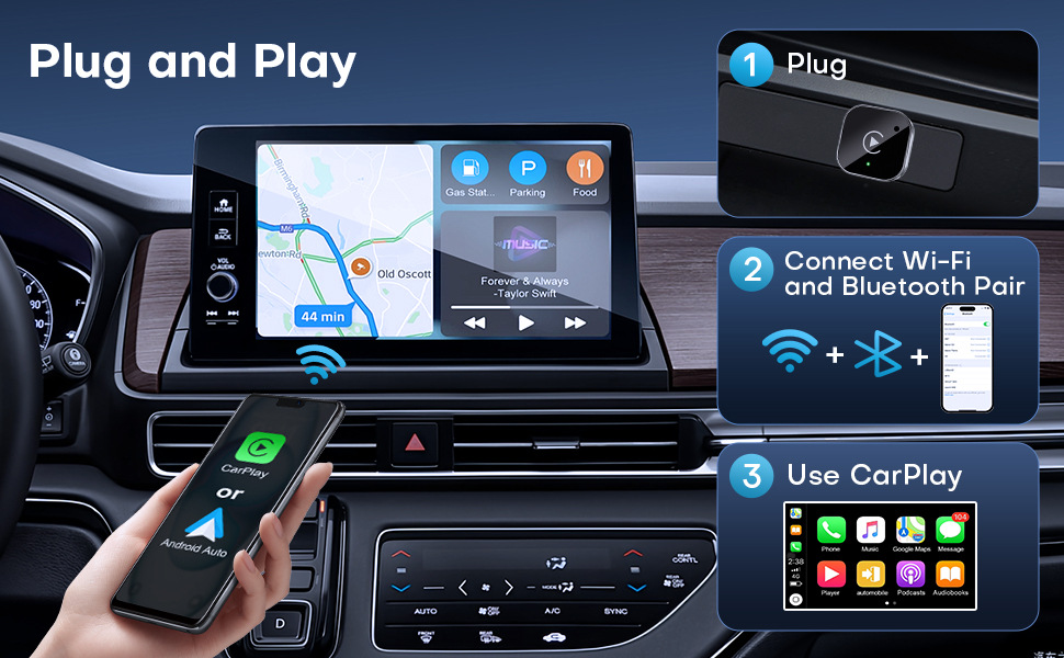 Car-Machine Interconnection Carplay Box Wired to Wireless Car Carplay Wireless Adapter with Adapter