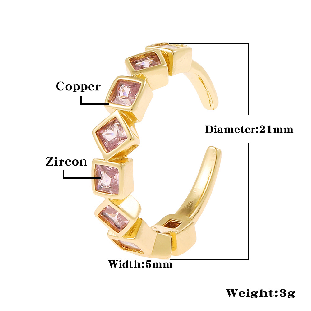Simple Style Rhombus Copper Open Ring Plating Zircon Copper Rings