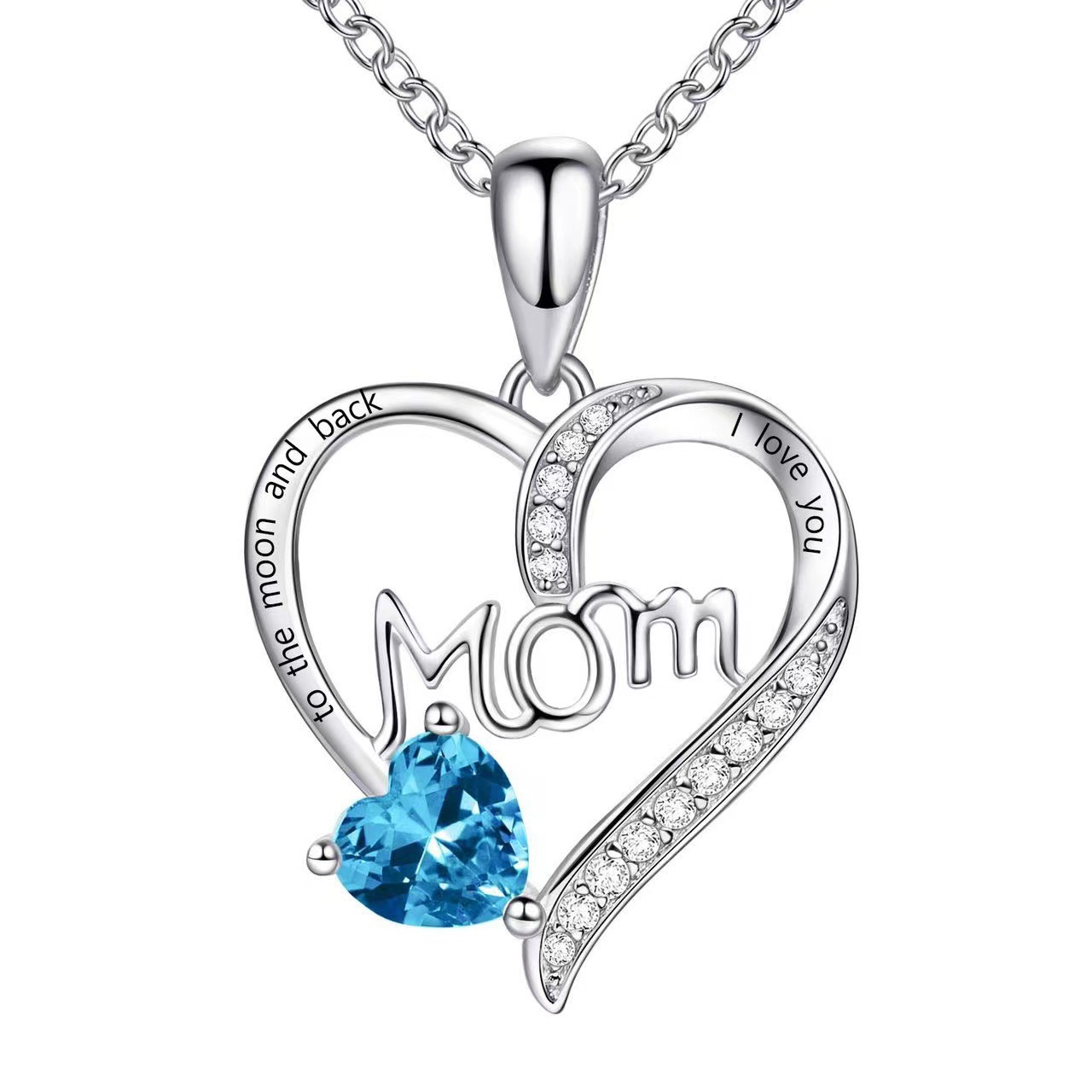 Copper IG Style MAMA Sweet Letter Heart Shape Plating Hollow Out Inlay Zircon Pendant Necklace display picture 7