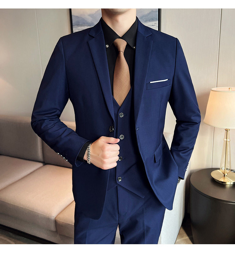 Bộ vest nam ba món ôm dáng, áo vest công sở cho nhân viên văn phòng và chú rể — Burgundy (áo đơn hai nút), Burgundy (áo đơn một nút), Màu xanh (áo đơn hai nút), Màu xanh (áo đơn một nút) chi tiết 38