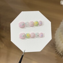 桃汐里【甜花泡泡团儿童甲】马卡龙立体花花贝壳珍珠手工穿戴甲