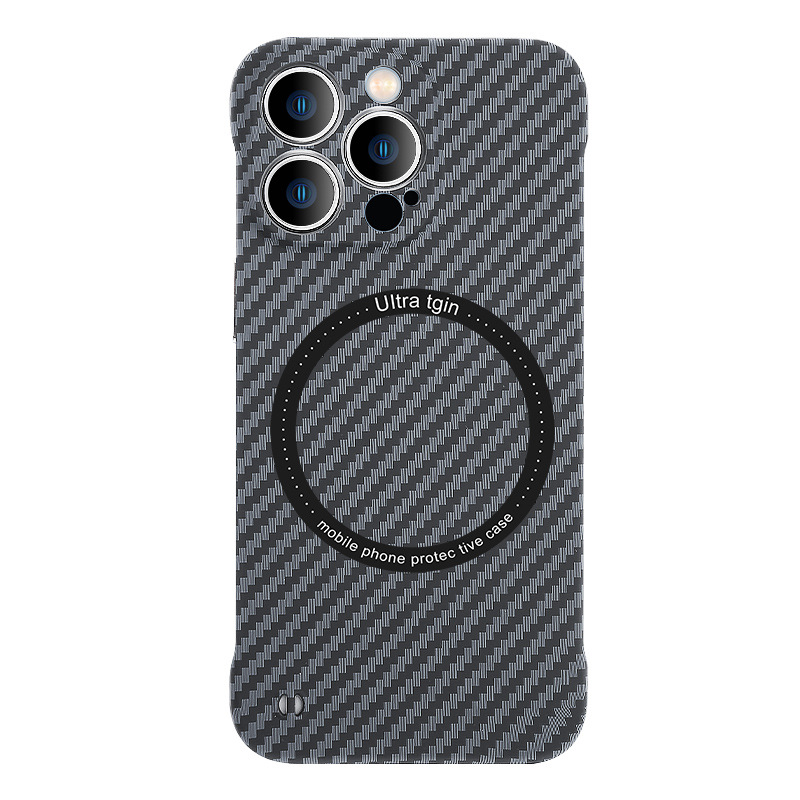 Funda para iPhone 17 PROMAX, sin Marco, con Patrón de Fibra de Carbono, Magnética, con Sensación de Piel, Funda Protectora para Apple 12