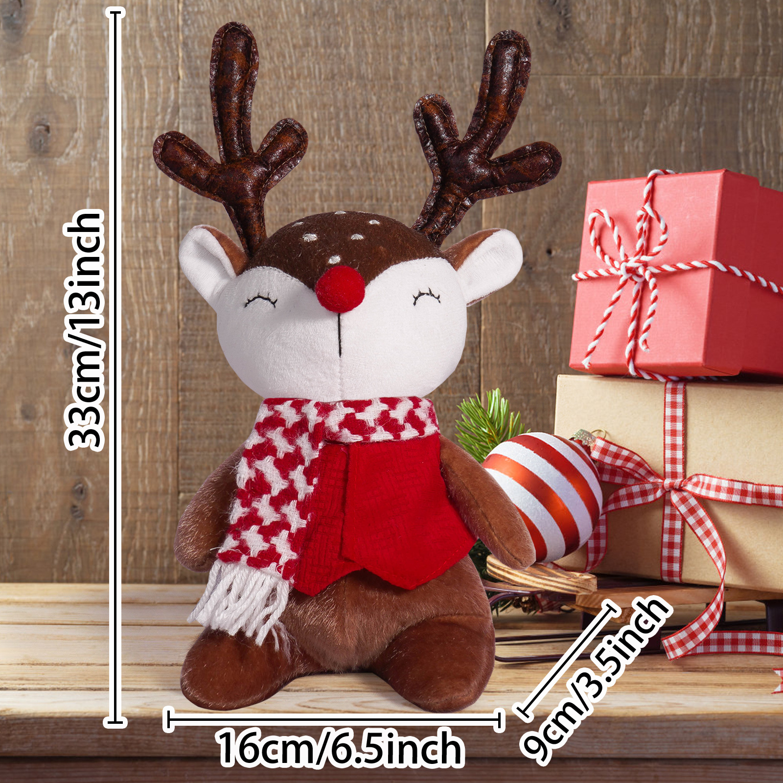 Navidad transfronteriza muñeca de alce encantadora postura sentada decoraciones festivas creativas para usar bufandas de ciervo postura sentada decoración
