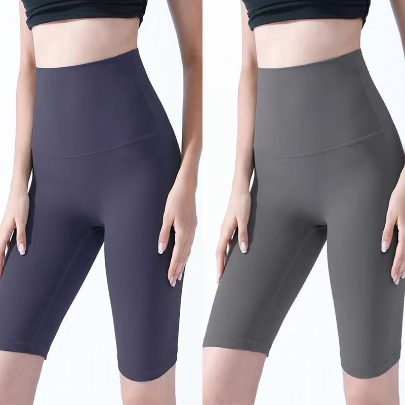 Pantalones cortos desnudos de mujer elásticos apretados para elevar las caderas de cinco puntos pantalones deportivos de secado rápido succión de sudor entrenamiento para correr fábrica de comercio de ping