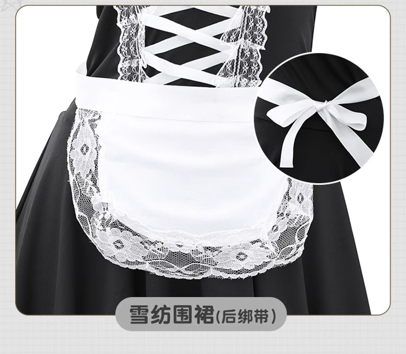 Maid Roleplay Costume Set with Headpiece, Choker, Thong and Wristbands — detail image 17