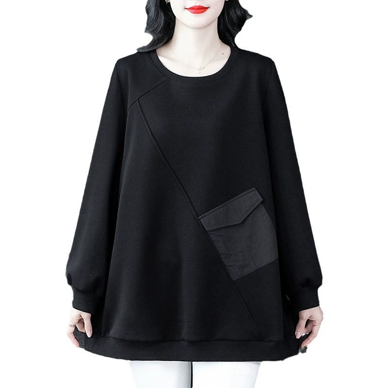 Demi-season keep warm sweatshirt, long-sleeve for mother, plus size, fitted, oversize