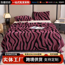 外贸新款毛毯阳离子单层斑马纹毯床上用品加厚保暖毯子南通家纺