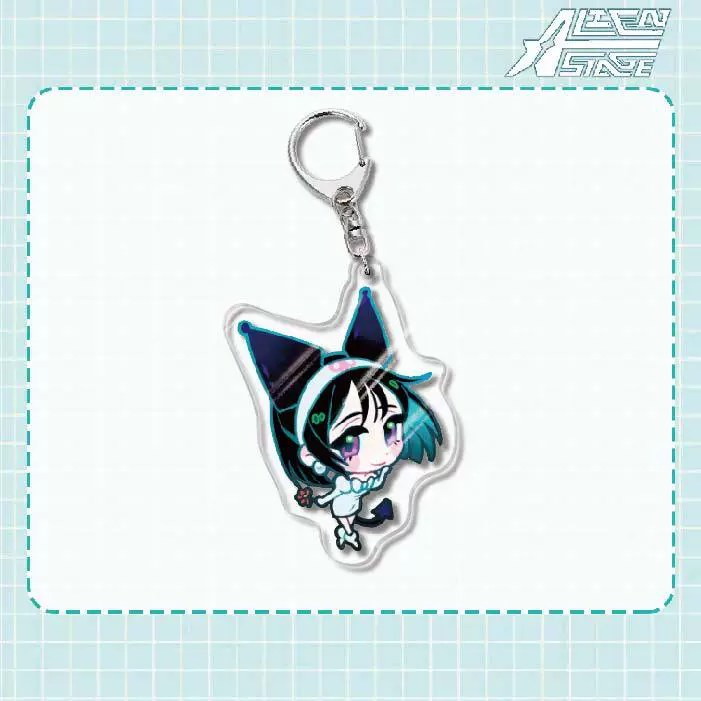 Acrylic keychain (Alien Stage) Mizi Sua, double‑sided 6 cm, metal ring & clasp