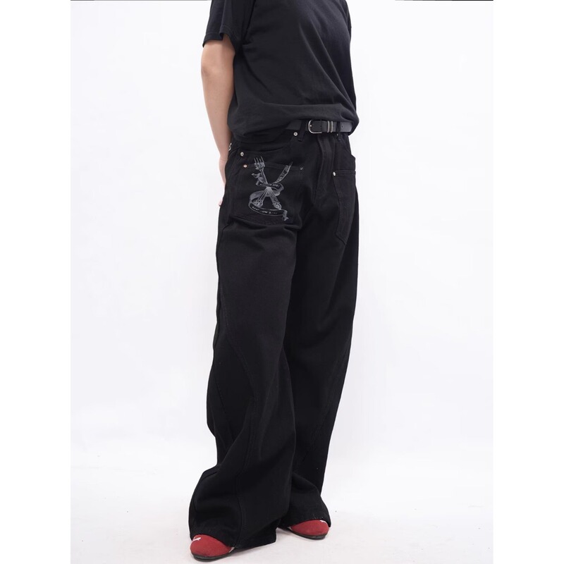 American Retro Old Money Style Casual Men's Trousers High-End Stylish Straight Loose Black Wide-Leg Pants American Retro Old Money Style Casual Men's Trousers High-End Stylish Straight Loose Black Wide-Leg Pants