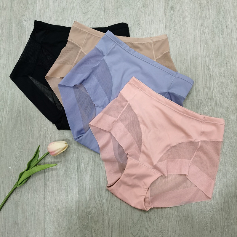 Foreign trade thin mid-waist women's briefs, waist-raising butt-lifting underwear, mesh breathable cotton underwear, women's underwear, waist and body shaping
