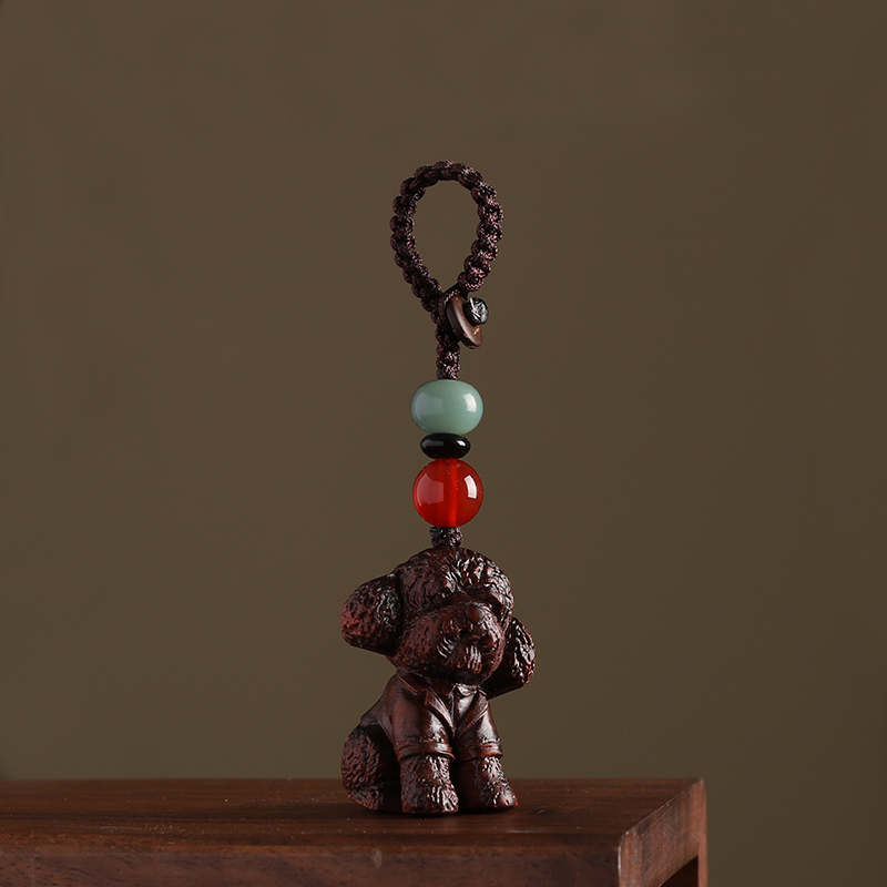 로즈우드 테디 개 열쇠고리