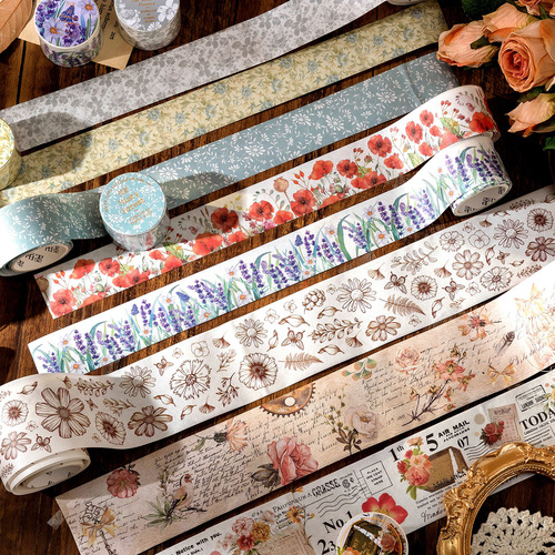 Momo Retro Floral Watercolor Washi Tape Flower Wonderland Series 8 DIY Decoration Material Stickers for Handheld Accounts