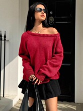 S 48700 Women's Solid Knit Sweater ᘿ�ë�� ���R�d�羳�W����