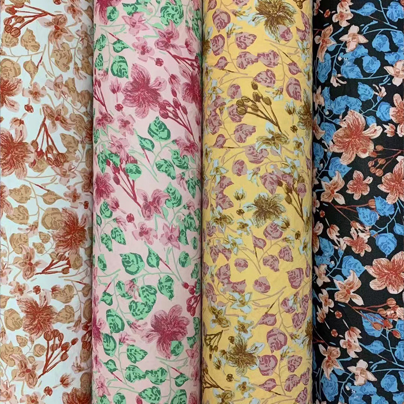 Tela impresa tejida camiseta de jersey chiffon vestido de tela nueva flor de verano primavera otoño
