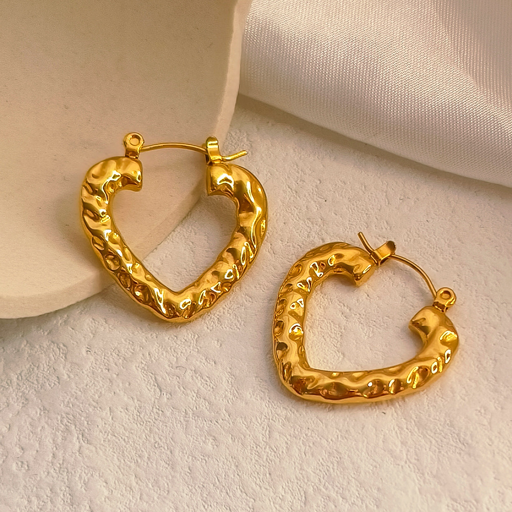 Women'S Gender Plating Design 1 Pair Simple Style Heart Shape Stainless Steel Plating Hoop Earrings