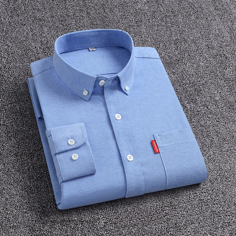 Camisas de mangas largas de Oxford personalizadas de hombre primavera y otoño de color sólido de transporte transpirable de mediana edad