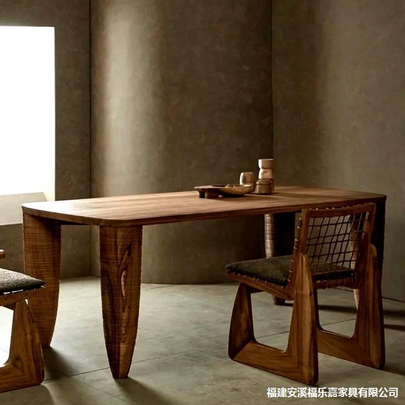 Medieval Wabi-sabi Style Solid Wood Dining Table Creative Stylish Rectangular Desk Desk Retro Art B&b Long Table