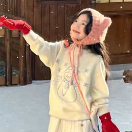 女童圣诞毛衣秋冬款2025新款儿童超好看加厚针织衫女孩毛线衣内搭