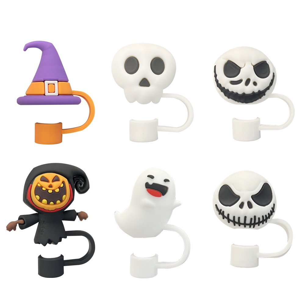 Straw Decorative Cap Kitchen and drinking utensils Halloween Elegant Cute Multicolor PVC Straw Decorative Cap 1 Piece