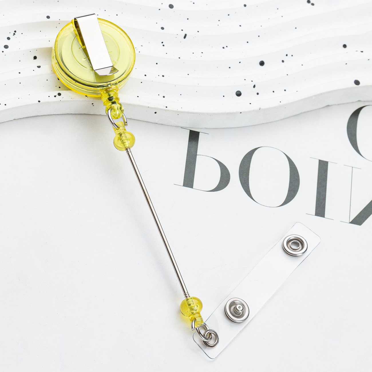 Cubierta de tarjeta retráctil fácil de tirar hebilla creativa perlas llavero retráctil hebilla de trabajo placa de identificación fácil de tirar hebilla de cable