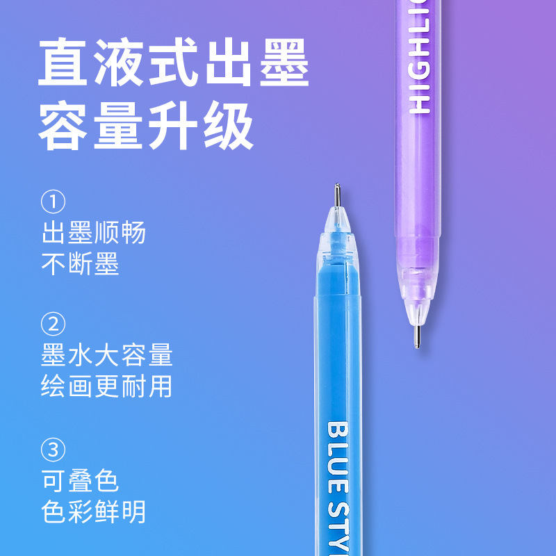 蓝果联名款手帐笔莫兰迪色系套装绘画涂鸦笔记可叠色彩色中性笔|undefined